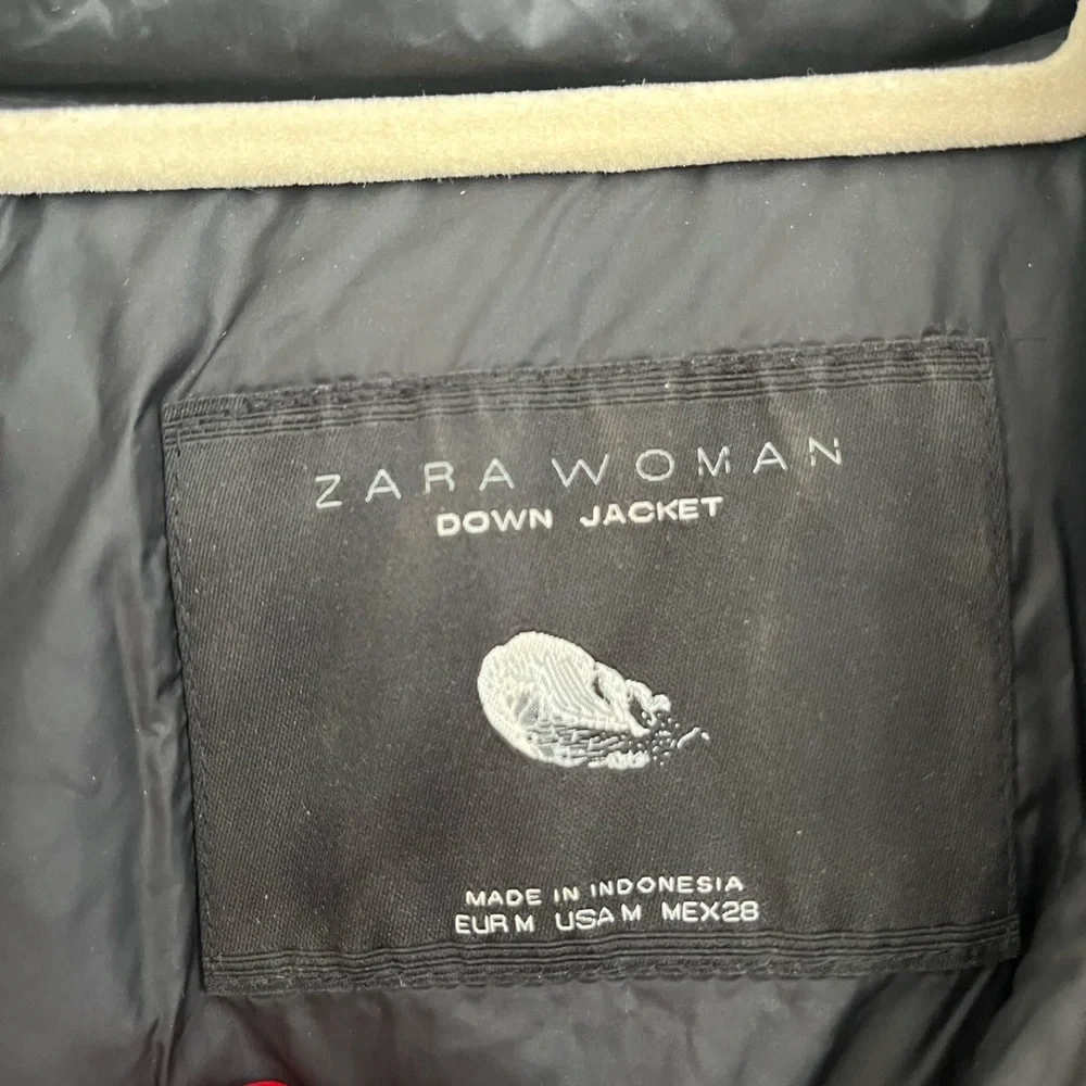 Zara Black Puffer Jacket Slim Fit Stand-Up Collar - Picture 2 of 2